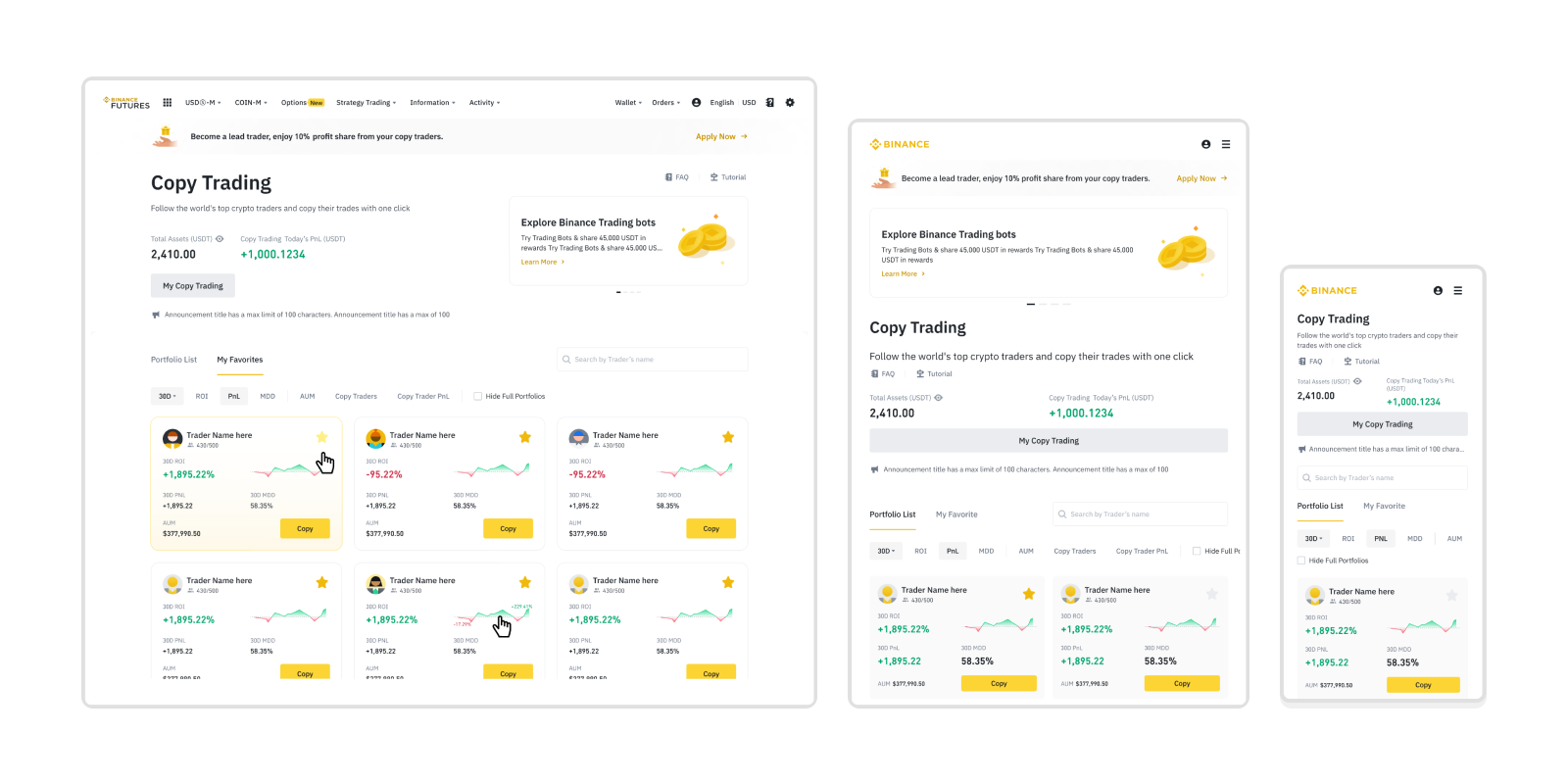 Web — Copy Trading homepage