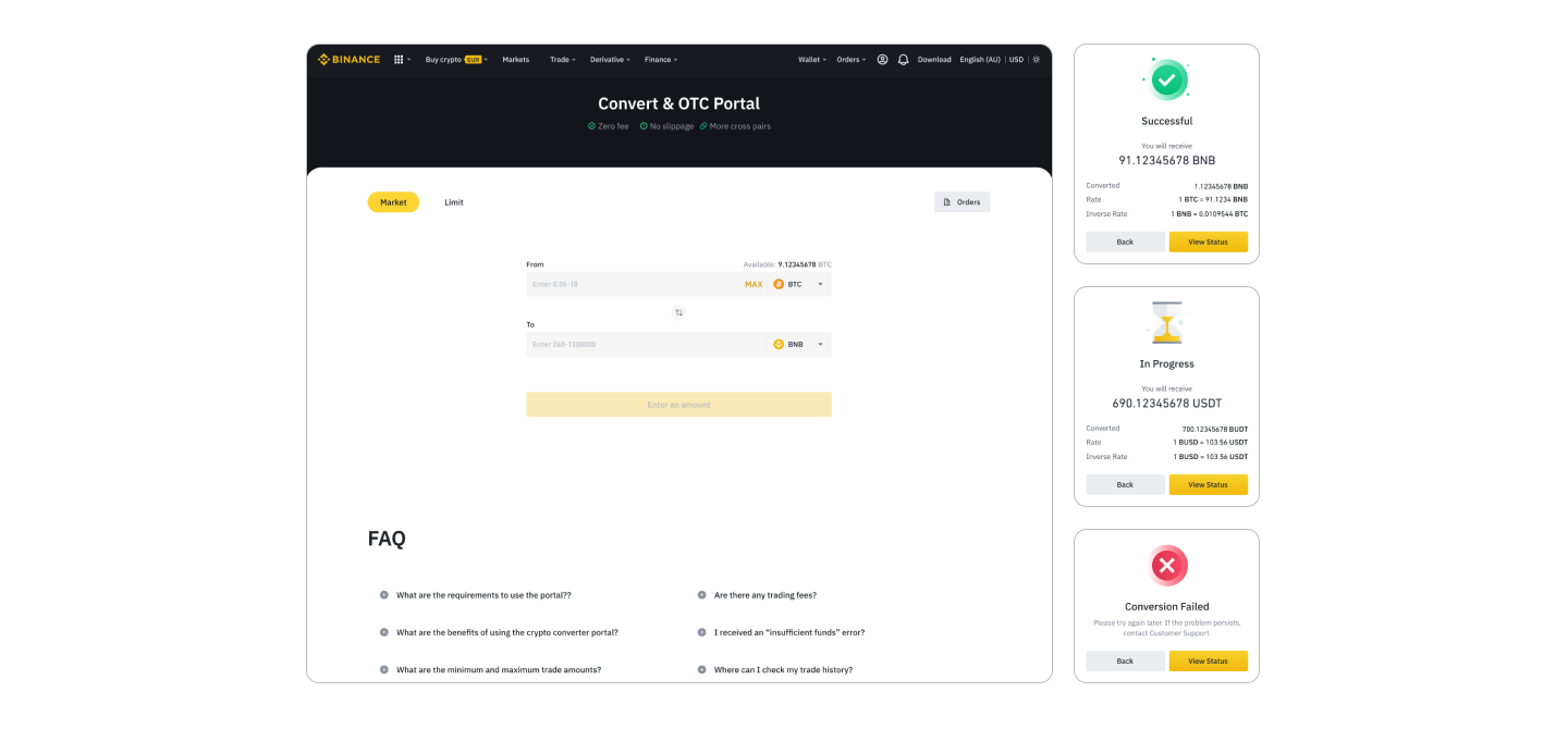 Binance Convert page