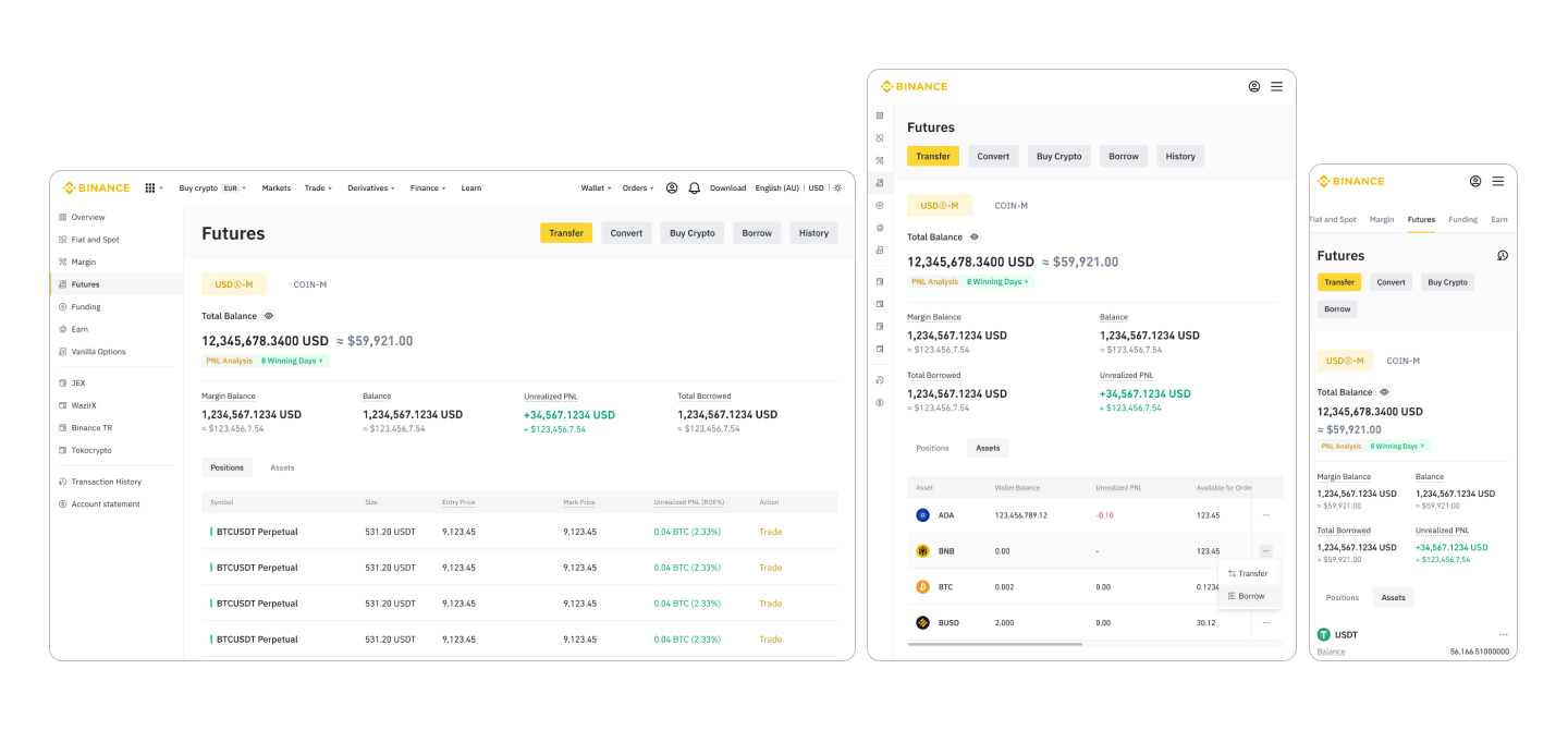 Binance Futures Wallet web design