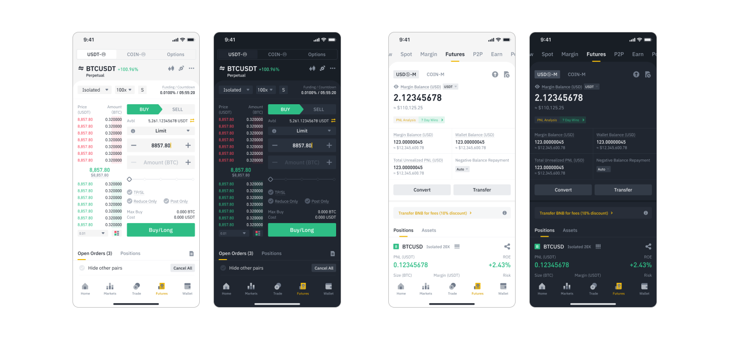 Binance Futures Wallet app design