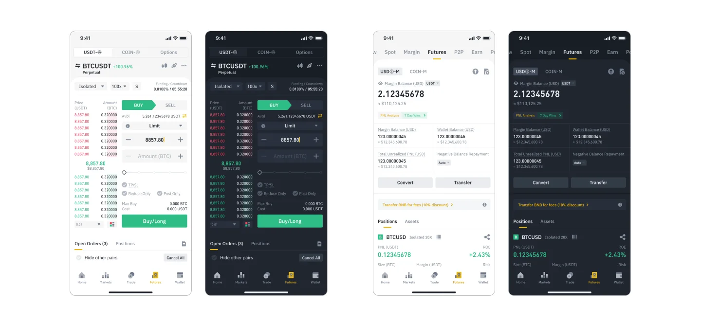 Binance Futures Wallet app design