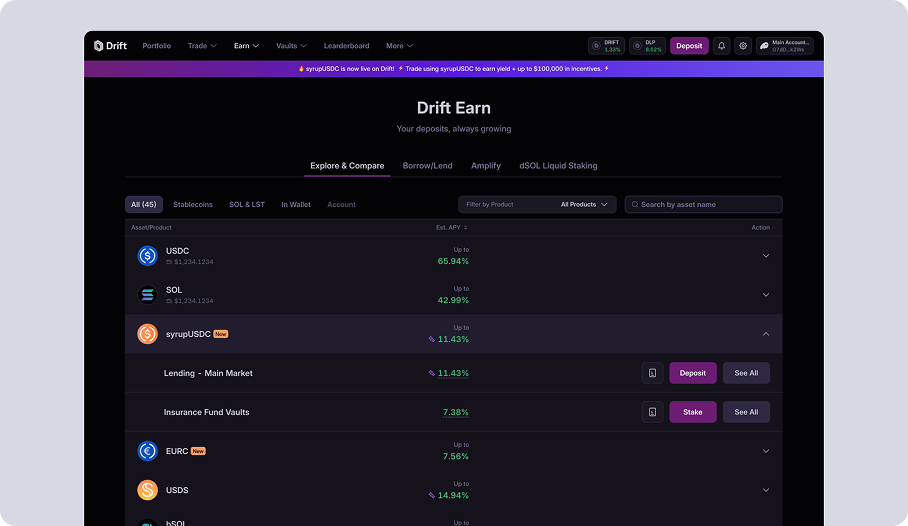 Drift Earn — after redesign