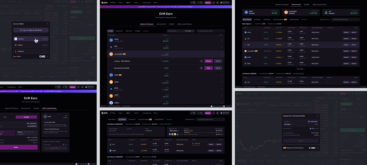 Drift Earn main dashboard