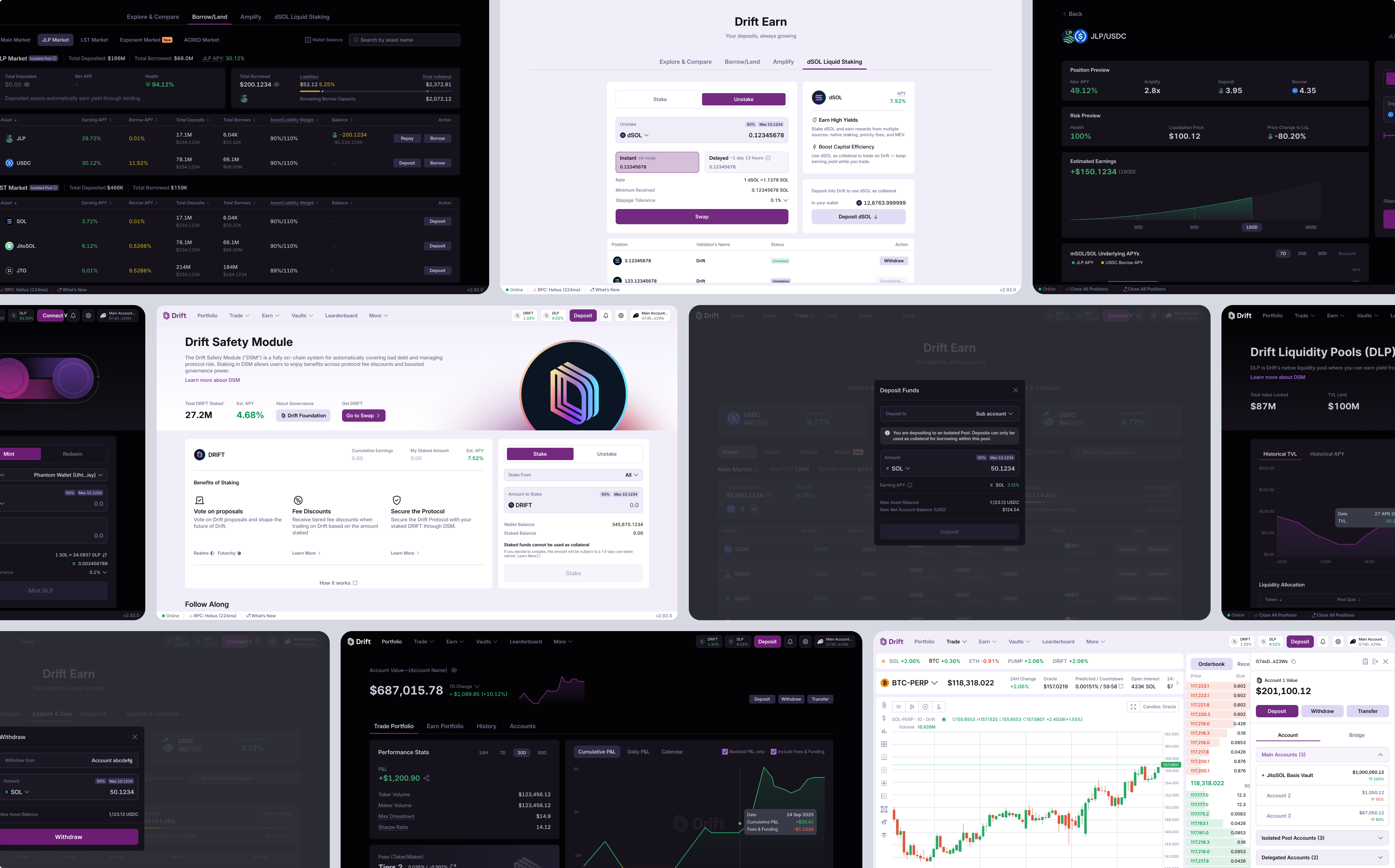 Isolated pool products — dark and light mode