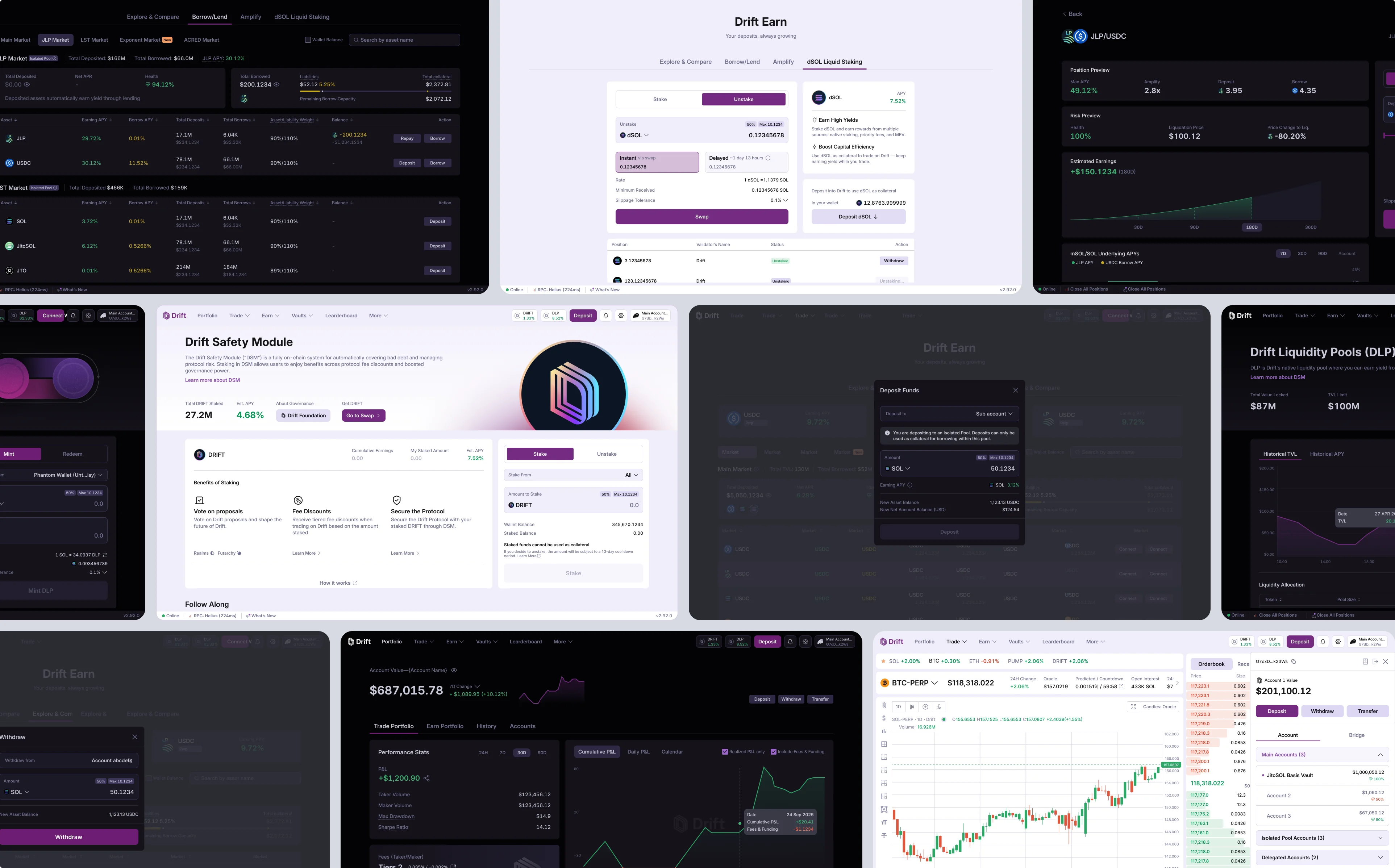 Isolated pool products — dark and light mode