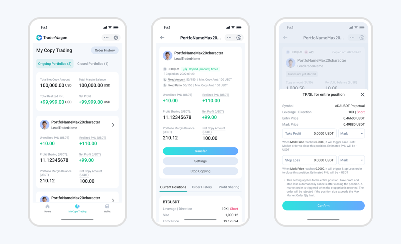 My copy trading page