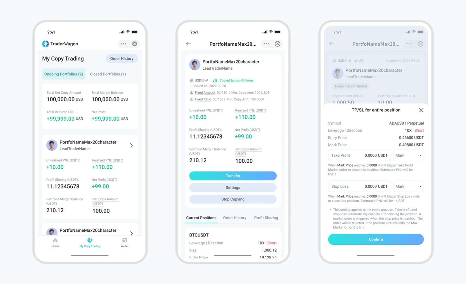My copy trading page