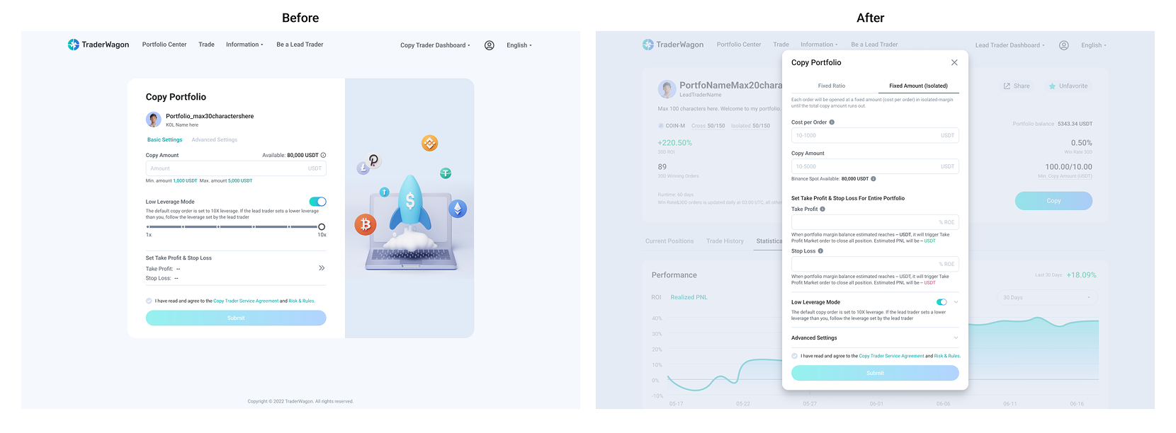 TraderWagon copy settings page redesign
