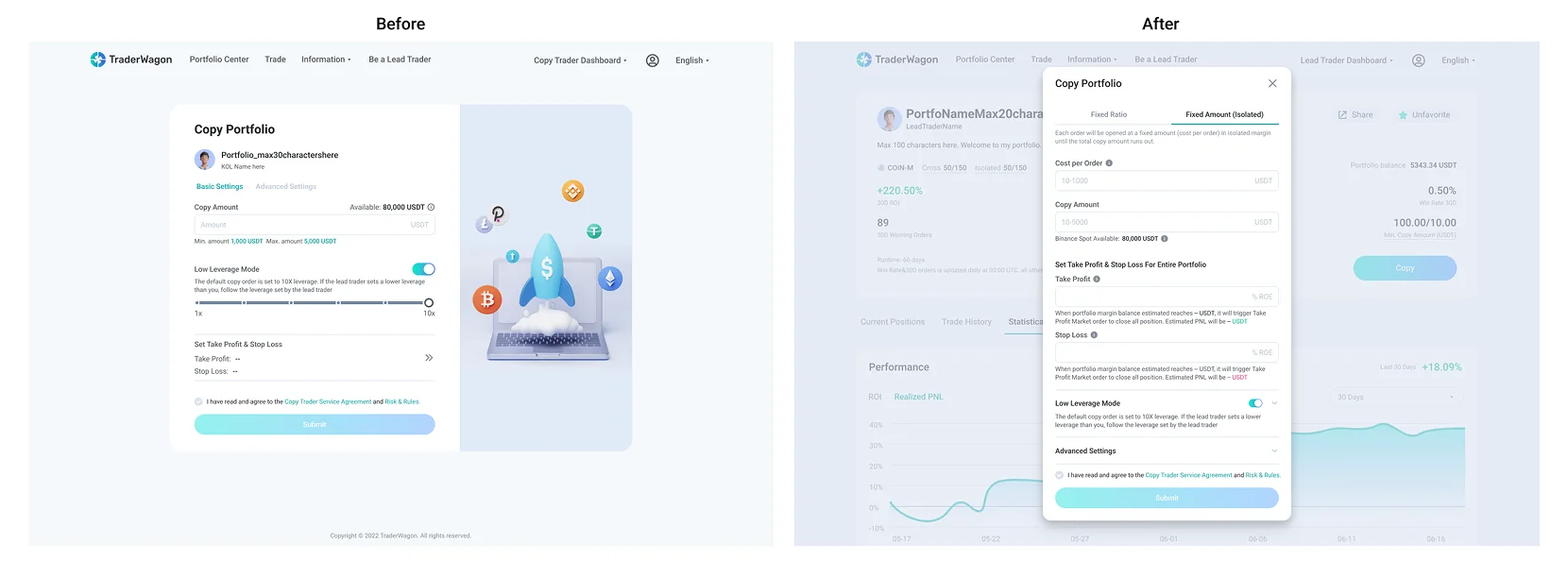 TraderWagon copy settings page redesign